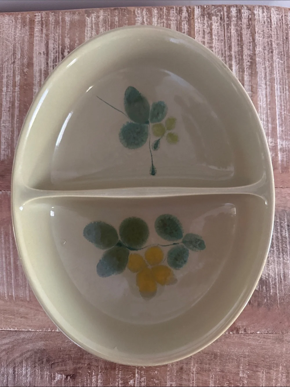 FRANCISCAN PEBBLE BEACH 10” OVAL DIVIDED VEGETABLE BOWL Floral MINT